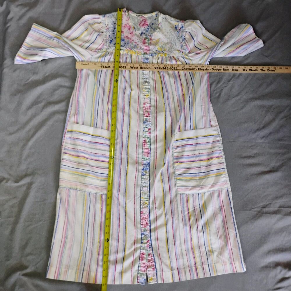 Models Coat Nightgown Robe Womens M/L White Kimono Striped Flower 3/4 Sleeve - Picture 13 of 16